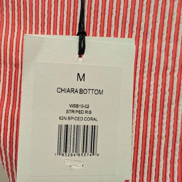 Onia Spiced Coral and White Striped Ribbed Bikini Set Size Medium - Picture 12 of 12